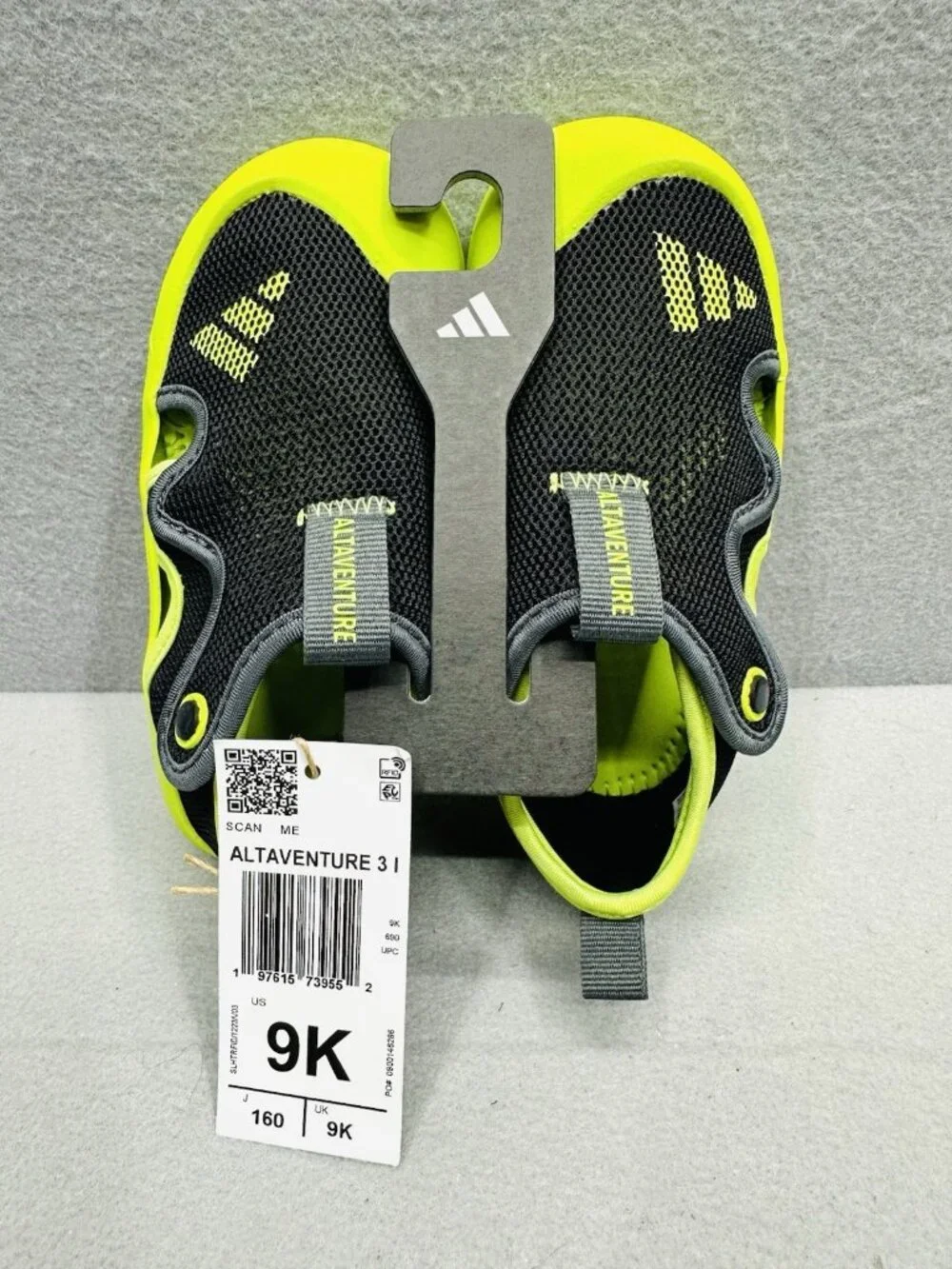 Adidas Kids Altaventure 3 Water Shoe Toddler Size 9K Unisex Black Lime